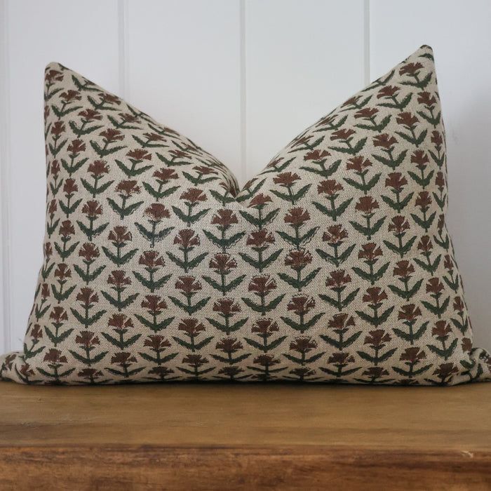 Holly Floral Block Print Pillow Cover