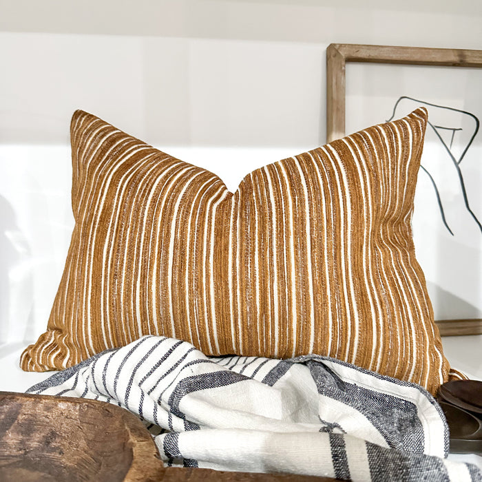 Gold Stripes Pillow Cover