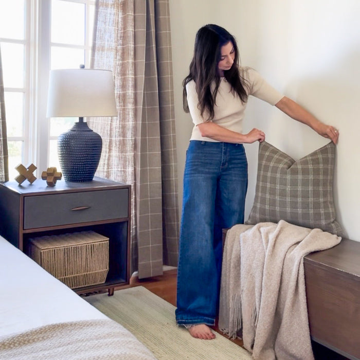 Tailored Check | Truffle Pillow Cover