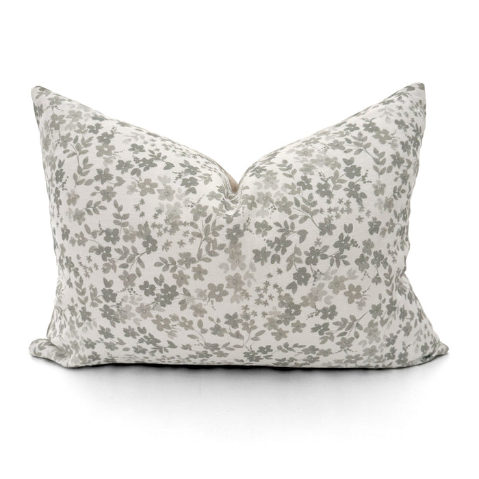 Sage Flower Block Print Pillow Cover