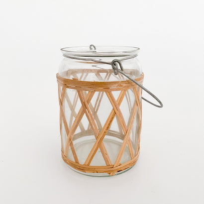 Bamboo & Glass Candle Holder Set of 2