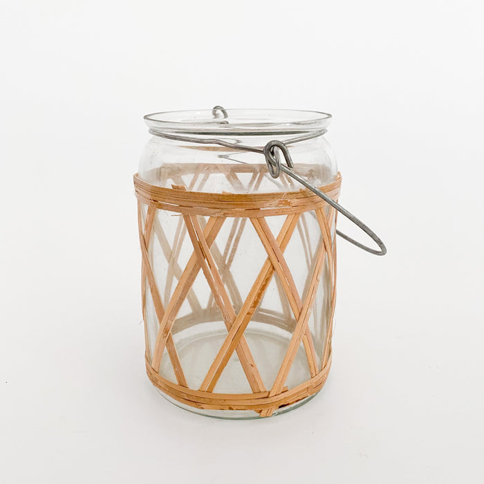 Bamboo & Glass Candle Holder Set of 2