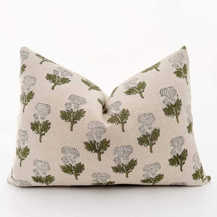 Wild Flower Block Print Pillow Cover