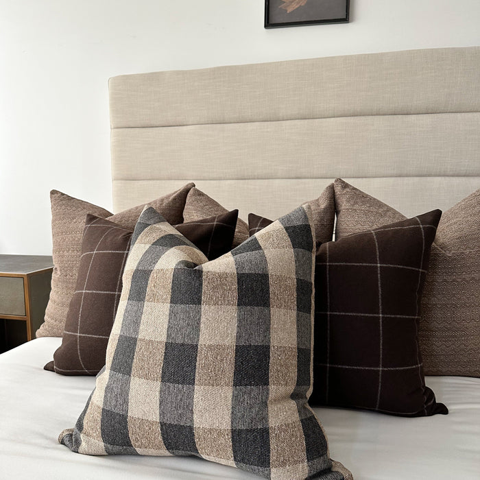 Brown Black Checkered Pillow Cover