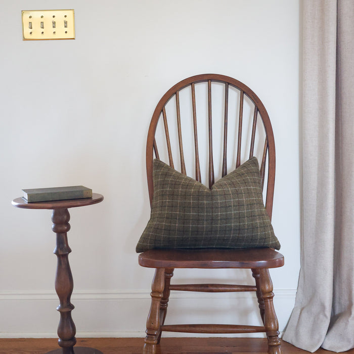 Deeply Green Wool Plaid Pillow Cover