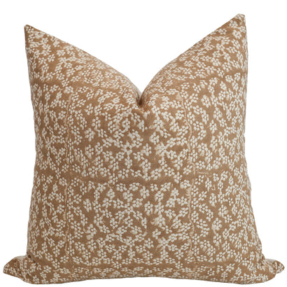 Peaches & Cream Floral Block Print Pillow Cover