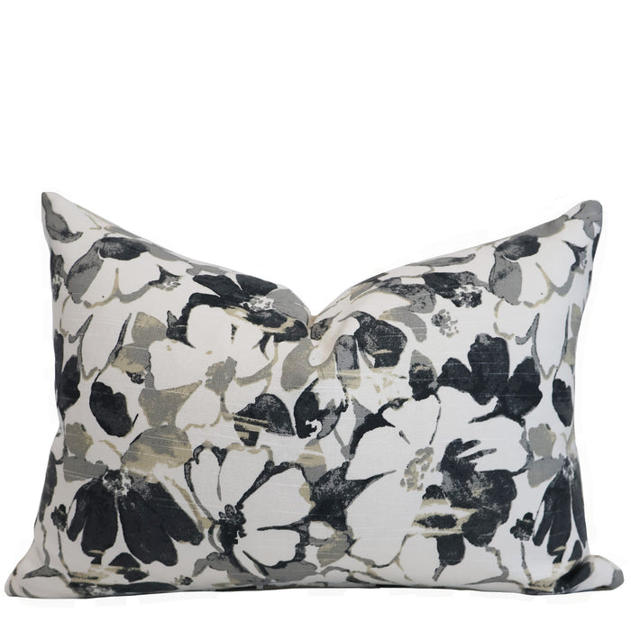 Gray Flowers Pillow Cover