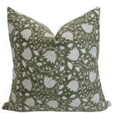 Soft Green Floral Pillow Cover
