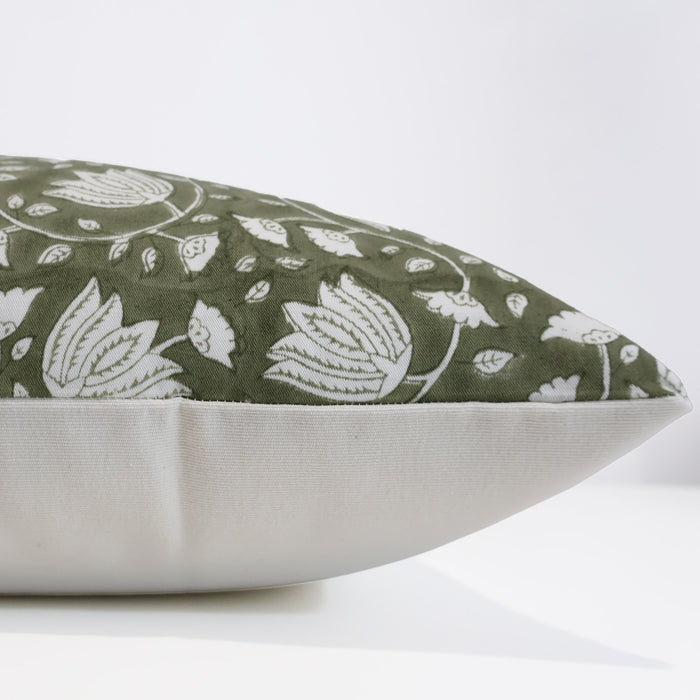Soft Green Floral Pillow Cover