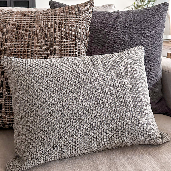 Deeply Woven Gray Pillow Cover