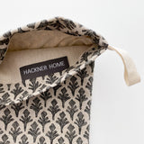 Charcoal Leaf Linen | Boho Christmas Stocking