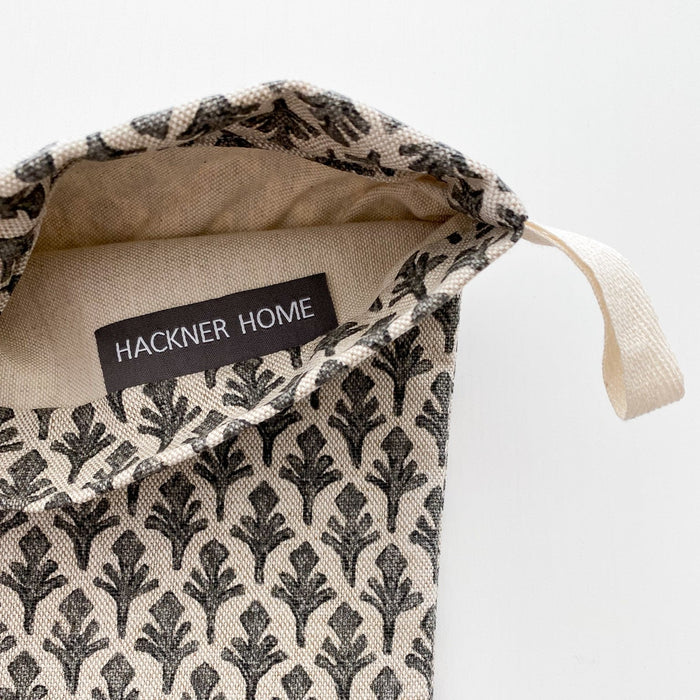 Charcoal Leaf Linen | Boho Christmas Stocking