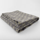 Leafy Gray Block Print Coverlet Throw