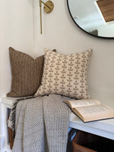 Stitched Leaves Taupe Pillow Cover