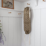 Cloth Grocery Bag Holder 'Heirloom Floral Brown Linen Block Print'