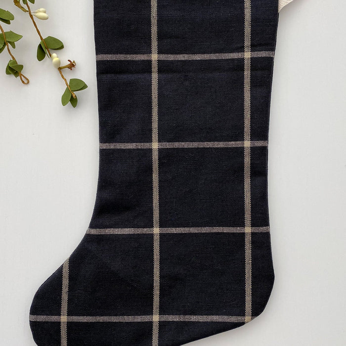Black Plaid | Boho Christmas Stocking