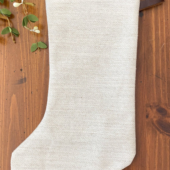 Basketweave Flax Linen | Boho Christmas Stocking