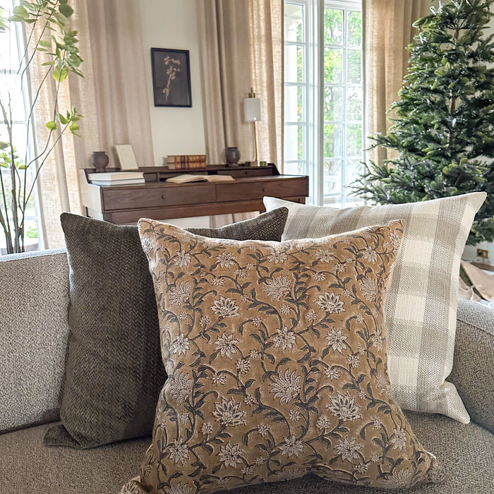 Taupe Check Pillow Cover