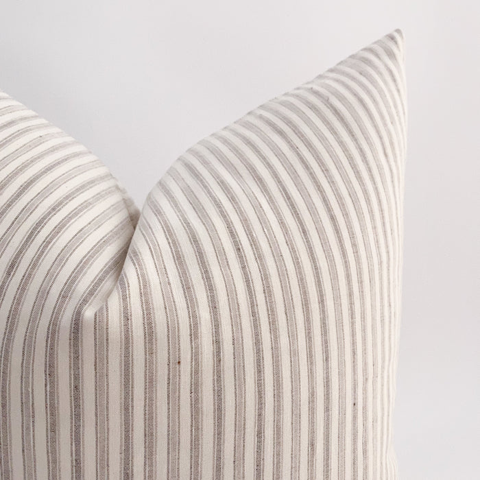 Linen Stripes Coffee Pillow Cover