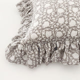 Greige Floral Ruffle Pillow Cover
