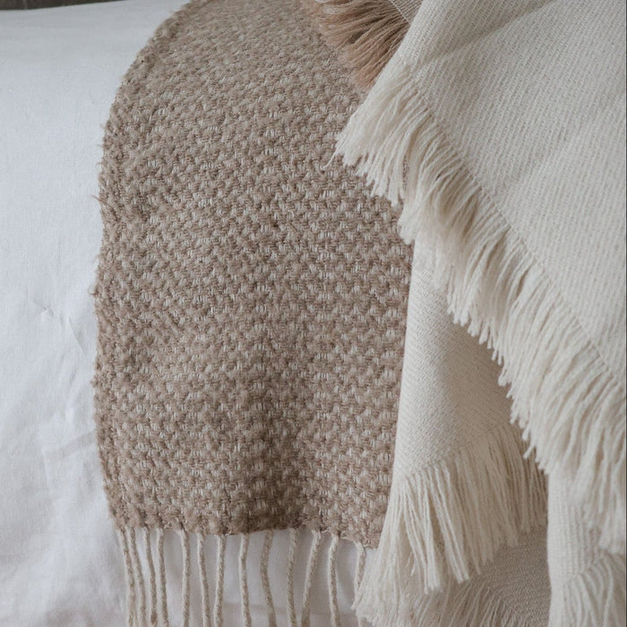 Recycled Wool Blend Throw | Beige