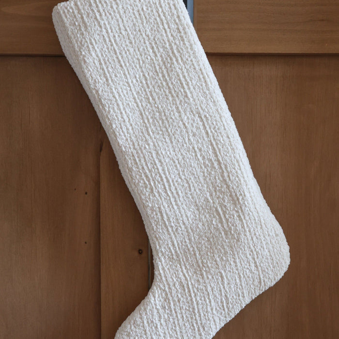 Textured White Christmas Stocking | Large Minimal Design