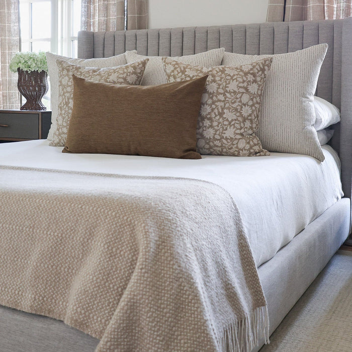 Carmel Beige Block Print Pillow Cover