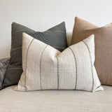 Embroidered Stripe | Gray Pillow Cover