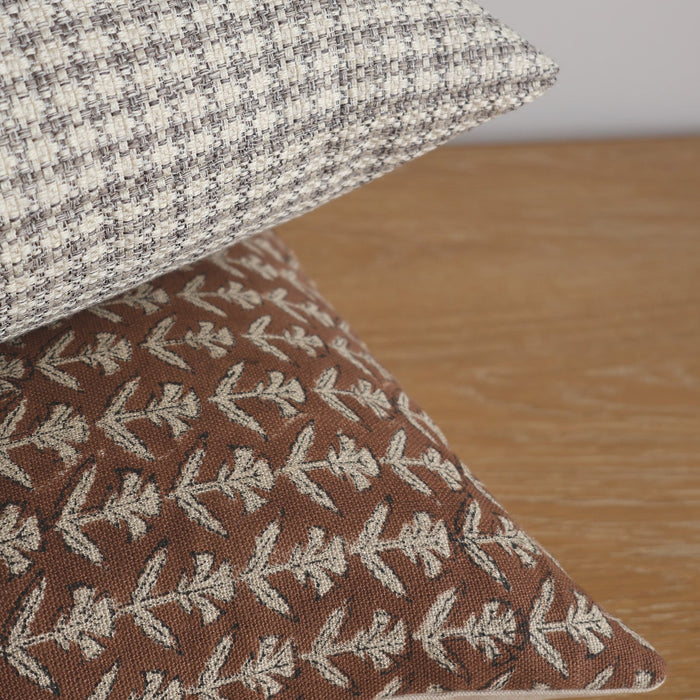 Cinnamon Floral Block Print Pillow Cover