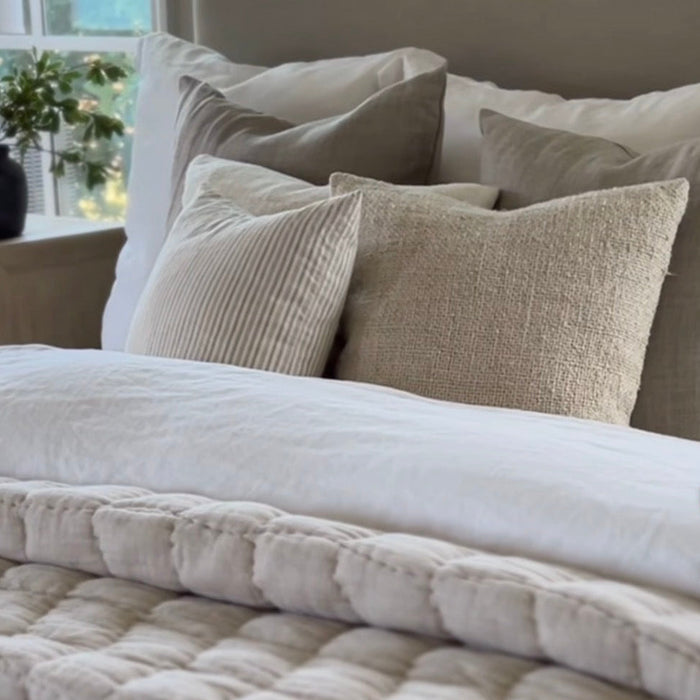 Linen Stripes Coffee Pillow Cover