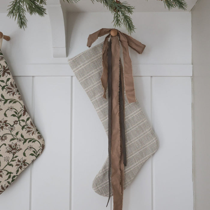 Textured Stripe Gray | Small Minimal Christmas Stocking