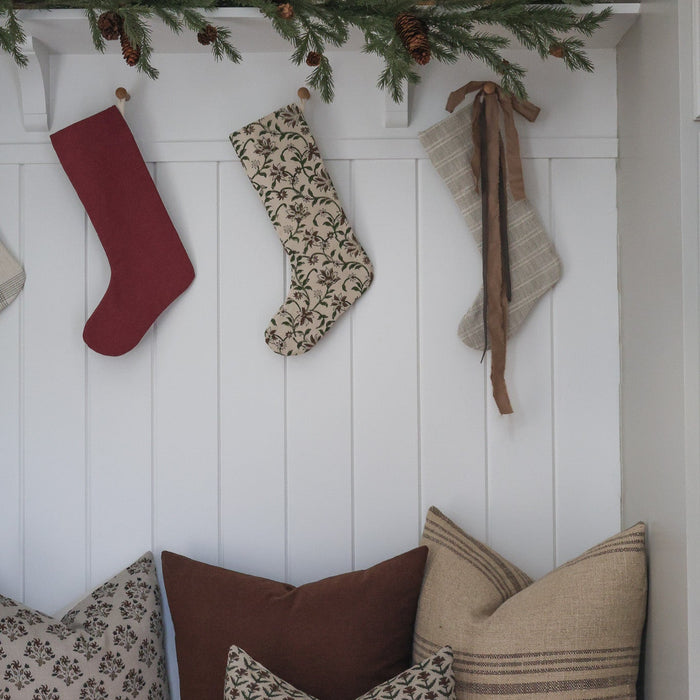 Textured Stripe Gray | Small Minimal Christmas Stocking