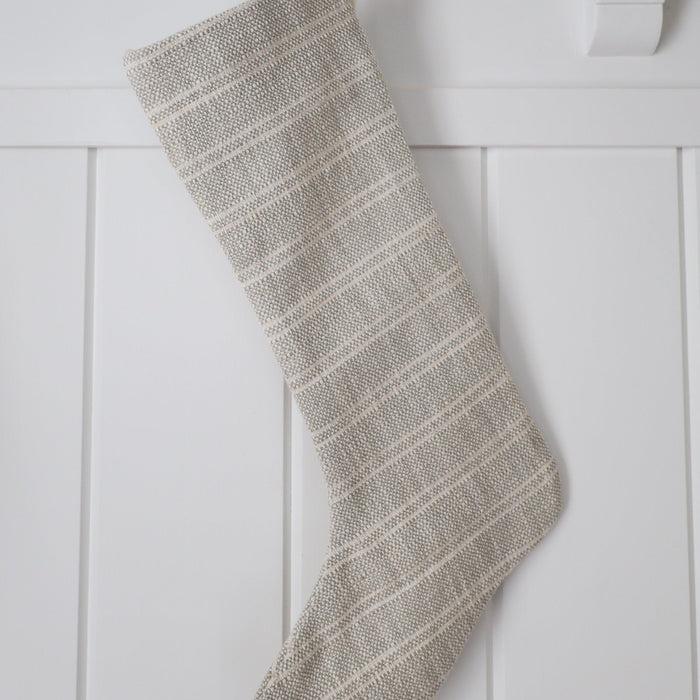 Textured Stripe Gray | Small Minimal Christmas Stocking