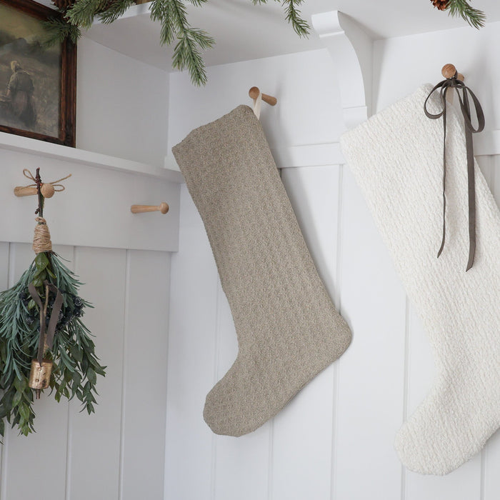 Textured Taupe Christmas Stocking| Large Minimal