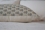 Morning Glory Linen Block Print Pillow Cover