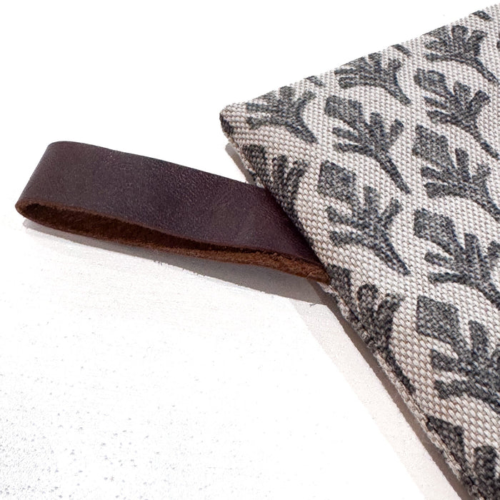 Charcoal Leaf | Small Minimal Christmas Stocking (Leather Hook)