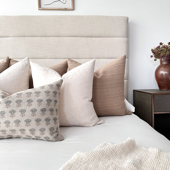 Morning Glory Linen Block Print Pillow Cover