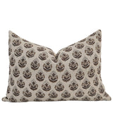 Brown Flower Block Print Pillow Cover