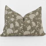 Sage Floral Block Print Pillow Cover