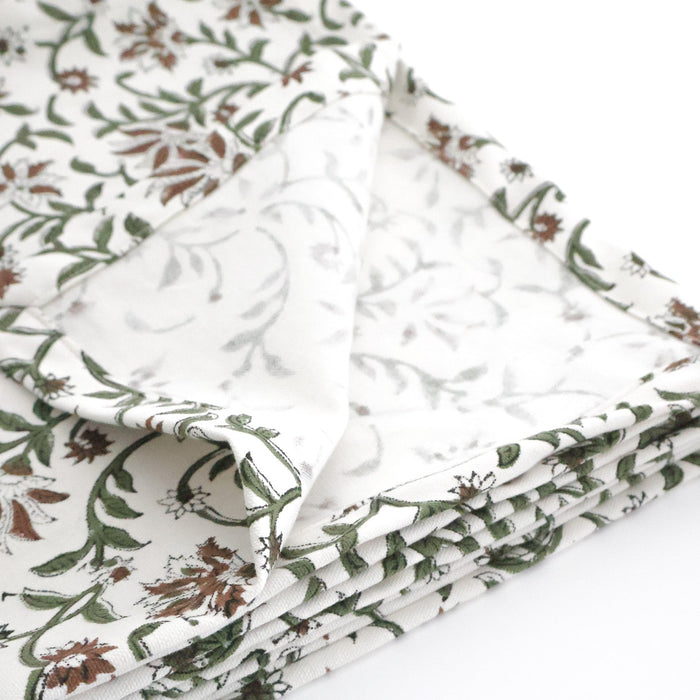 Amaryllis | White Block Print Table Runner