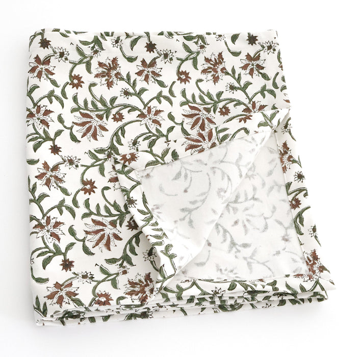 Amaryllis | White Block Print Table Runner