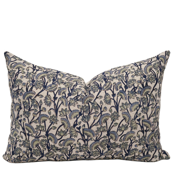 Indigo Meadow Block Print Pillow Cover