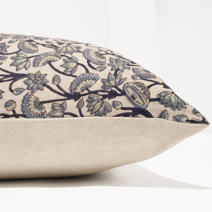 Indigo Meadow Block Print Pillow Cover