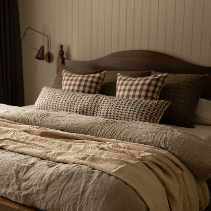 Warm Checkered Block Print Pillow Cover