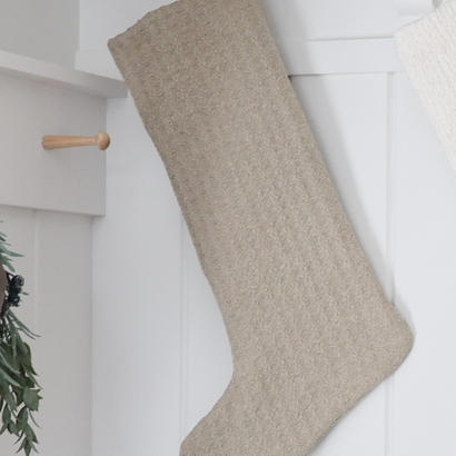 Textured Taupe Christmas Stocking| Large Minimal