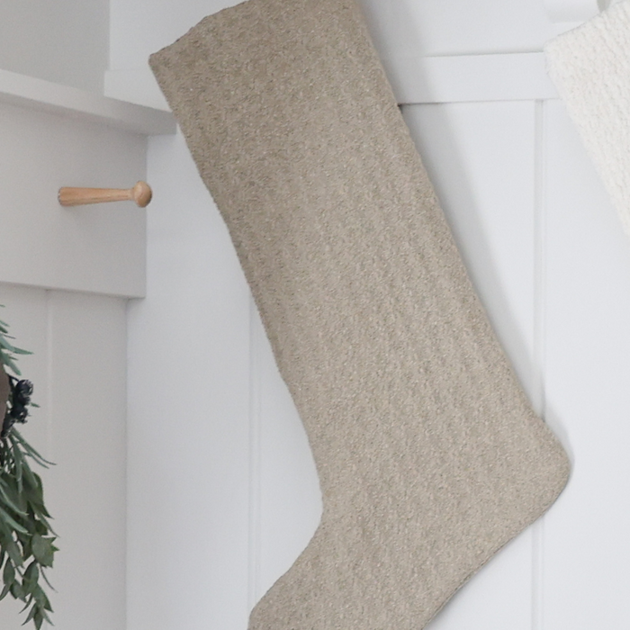 Textured Taupe Christmas Stocking| Large Minimal