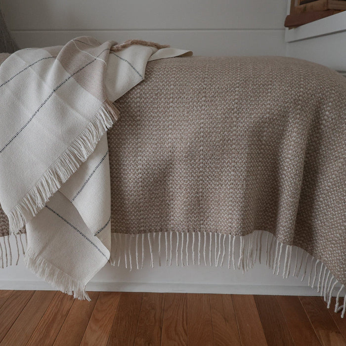 Recycled Wool Blend Throw | Beige