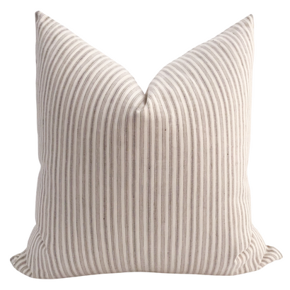 Linen Stripes Coffee Pillow Cover
