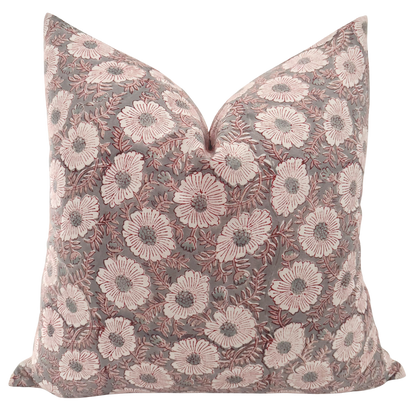 Lucy Lou Block Print Floral Pillow Cover