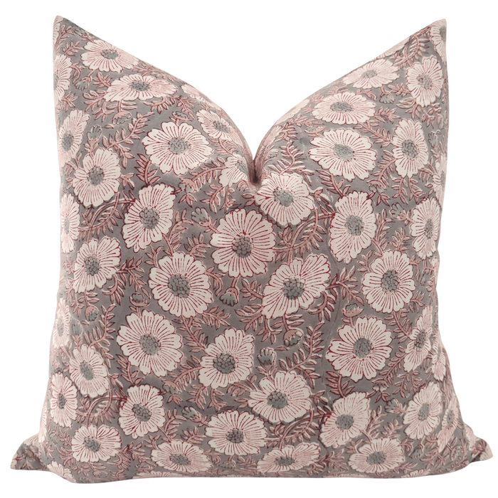 Lucy Lou Block Print Floral Pillow Cover